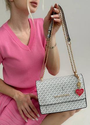 Женская стильная сумочка белая с принтом из экокожи