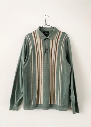 Джемпер пуловер поло лонгслів із принтом у смужку marks&amp;spencer1 фото