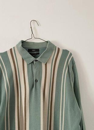 Джемпер пуловер поло лонгслів із принтом у смужку marks&amp;spencer6 фото