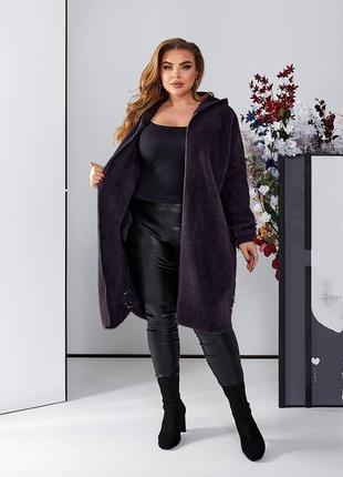 Тепле жіноче пальто із альпаки 56-58 розміру8 фото