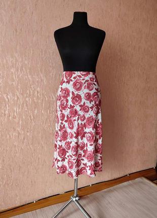 Спідниця  юбка в квітковий принт жіноча спідниця xxxl mark's spencer 18 розмір xxxl. великий розмір. спідниця на резинці.