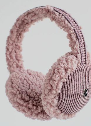 Теплые наушники зимние меховые тэдди teddy+вельвет темная пудра