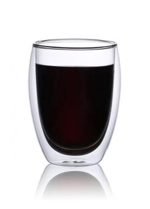 Набір скляних склянок із подвійними стінками con brio св-8335-2, 2шт, 350мл, прозорі склянки2 фото