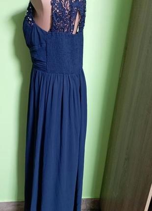 Вечернее кружное шифоновое платье с стразами3 фото