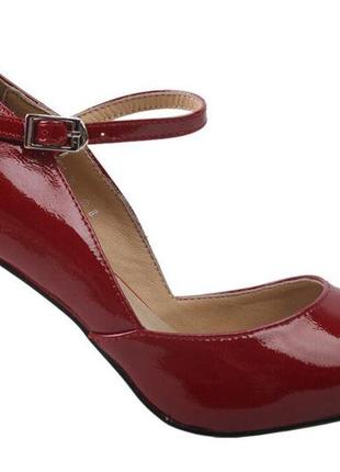 Туфли женские из натуральной лаковой кожи, на большом каблуке, красные, angelo vani, 373 фото