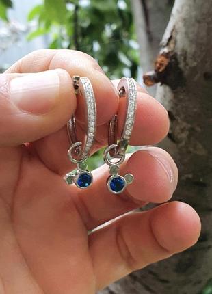 Серьги конго с висюлькой из серебра