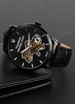 Механические часы besta skeleton ua black, мужские, патриотические часы, ручная работа d c5 фото