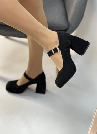 Туфли из натуральной итальянской кожи и замши женские на каблуке платформе9 фото