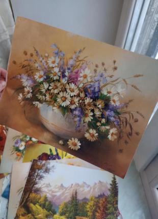Картина ромашки полевые цветы букет репродукция пейзаж1 фото
