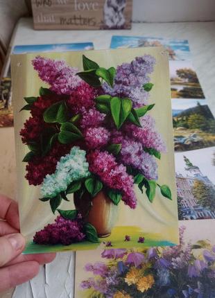 Польові квіти дзвіночки бузок натюрморт живопис вінтажні листівки репродукція2 фото