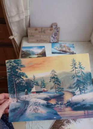 Картина пейзаж природа карпат лес горы речка репродукция