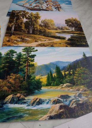 Картина пейзаж природа карпат лес горы речка репродукция