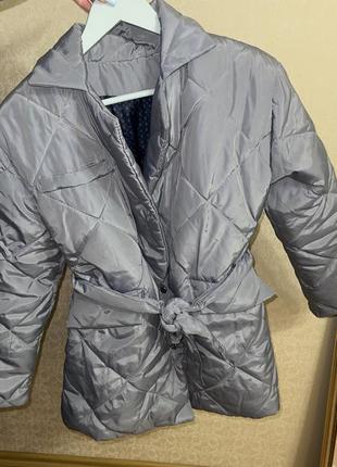 Пуховик серебряный на завязках куртка зима/демисезон3 фото