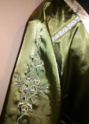 Красивейшая,"атласная" туника-платье (кимоно) с поясом и изящными вышивками,green house4 фото