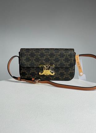Сумка celine shoulder bag claude in triomphe canvas and calfskin tan