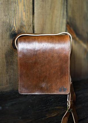 Шкіряна коричнева унісекс сумка eco o