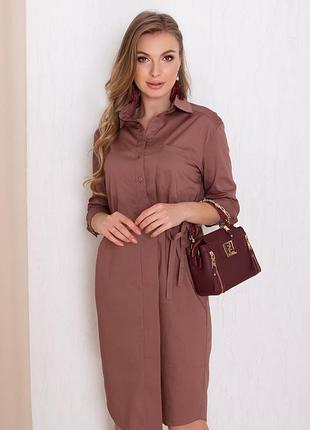 Безкоштовна доставка сукня-сорочка az-255 капучіно3 фото