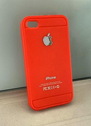 Чехол на iphone 4, 4s накладка бампер creativ противоударный силиконовый красный