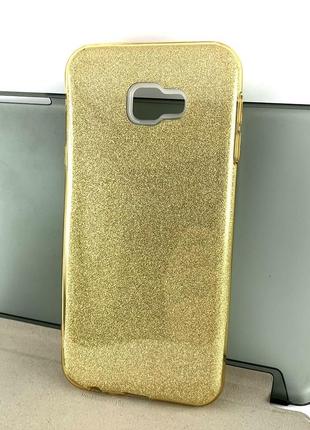 Чехол для samsung j4 plus 2018, j415 накладка бампер glitter силикон-пластик золотой