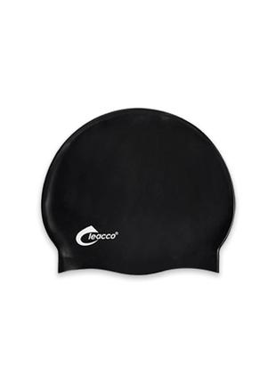 Силиконовая шапочка для плавания leacco от 7 лет, универсальная черного цвета cp-05 №1