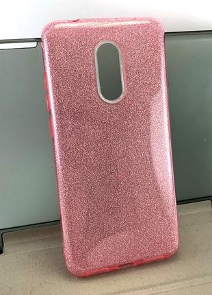 Чехол для xiaomi redmi 5 накладка силиконовый бампер противоударный glitter розовый