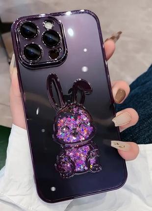 Классный чехол для iphone 14 pro max deep purple зайчик