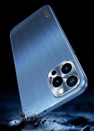 Металевий протиударний чохол для iphone 13 pro max блакитного кольору