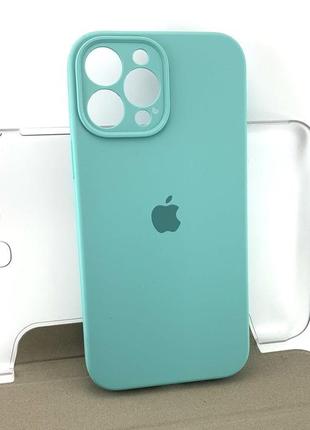 Чехол на iphone 13 pro max накладка бампер silicone case full силиконовый original бирюзовый