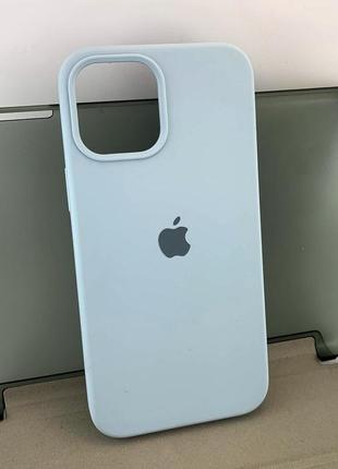 Чехол на iphone 12 pro max накладка бампер silicone case светло-голубой оригинал