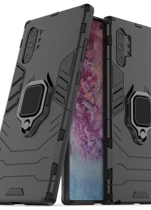 Чохол ring case для samsung galaxy note 10 plus (n975) броньований бампер з кільцем чорний