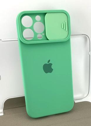Чехол на iphone 13 pro max накладка бампер slider silicone case full силиконовый original бирюзовый