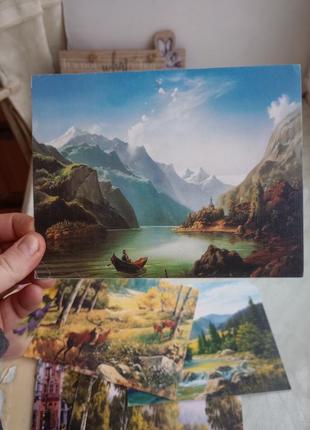 Картина лесной пейзаж осенняя горная река карпатские пейзажи живопись8 фото