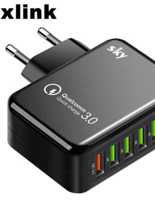 Сетевое зарядное устройство для быстрой зарядки 5 port usb qc3.0 voxlink f7 зарядный блок зарядка для телефона