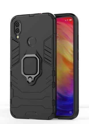 Чохол ring case для xiaomi redmi note 7 / note 7 pro / global броньований бампер з кільцем чорний2 фото