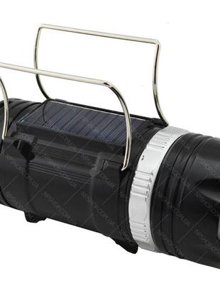 Аккумуляторная кемпинговая led лампа sheng ba sb 9699 c фонариком и солнечной панелью black (3625)3 фото