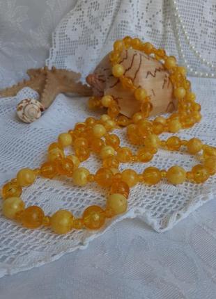 Намисто "королівський янтар" імітація пластик целулоїд довгі вінтаж срср2 фото
