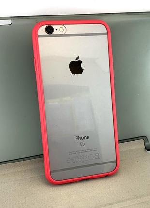 Чохол для iphone 6, 6s накладка на бампер wuw захисний силіконовий пластик прозорий червоний