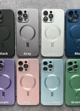 Чохол для iphone 15 pro з magsafe кольоровий матовий силіконовий із захистом камер2 фото