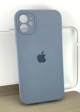 Чехол на iphone 11 накладка бампер original soft case full силиконовый серо-голубой