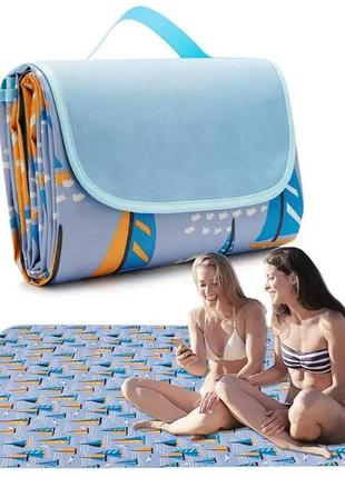 Складаний килимок (покривало) сумка для пікніка / пляжу folding rud 200х193 blue