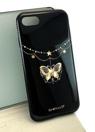 Чехол для iphone 7, 8 se 2020 накладка shengo бампер противоударный силиконовый черный с принтом