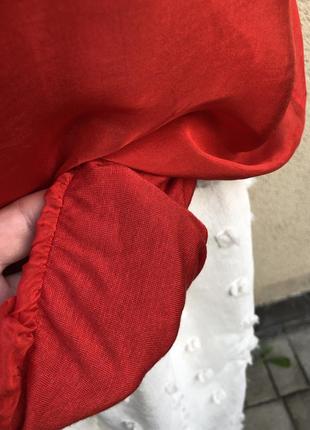 Красная,шёлк блуза реглан,рубаха,италия,этно бохо стиль5 фото