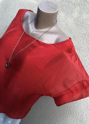 Красная,шёлк блуза реглан,рубаха,италия,этно бохо стиль6 фото