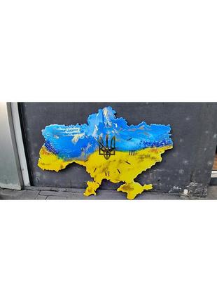 Авторские часы из эпоксидной смолы карта украины 90*70 см