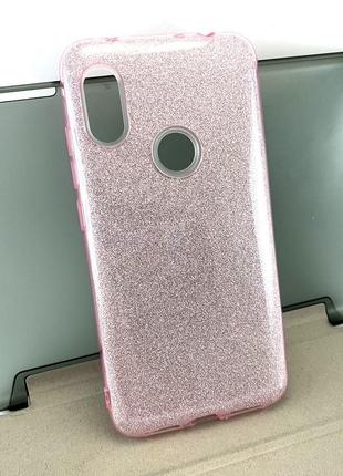 Чохол для xiaomi redmi note 6, note 6 pro накладка силіконовий бампер протиударний glitter рожевий