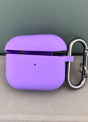 Чохол на airpods pro slim case бузковий силіконовий із карабіном