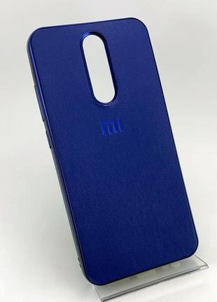 Чохол для xiaomi redmi 8 накладка під шкіру силіконовий протиударний синій