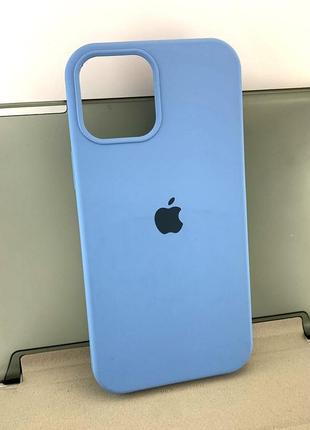 Чехол на iphone 12 pro max накладка бампер silicone case голубой оригинал
