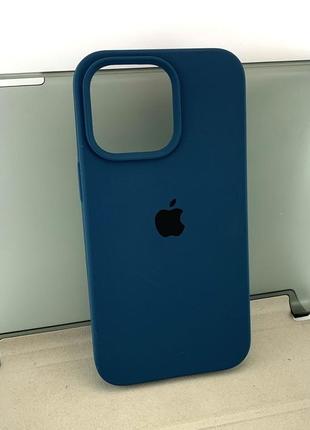Чехол на iphone 13 pro накладка бампер silicone case full силиконовый original синий