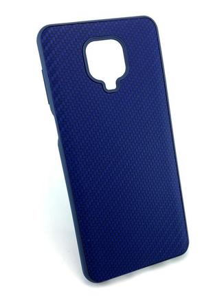 Чохол для xiaomi redmi note 9s, 9 pro накладка carbone silicone case силіконовий бампер протиударний синій